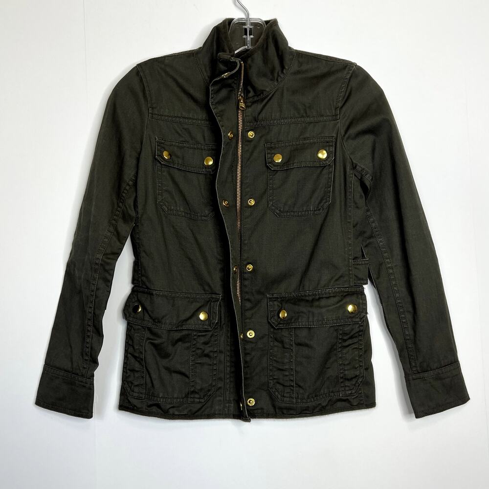 J. Crew Relaxed Boyfriend Field Jacket Green Womens XXS Military Style Cotton - Picture 9 of 12